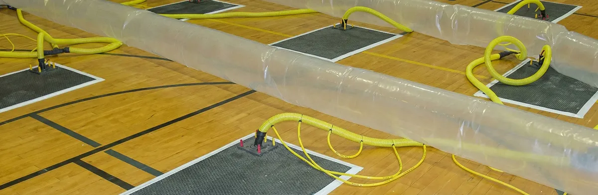 water clean up drying system set up to remove moisture and prevent further damage in Tampa, FL